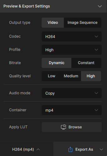 Topaz Video AI Export Options