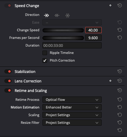 Speed change, Retime and Scaling options in DaVinci Resolve Studio